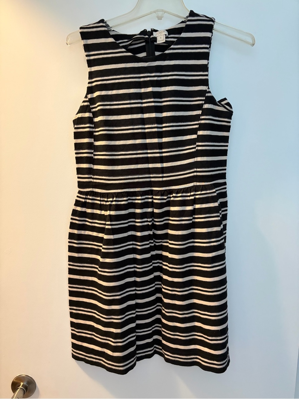 J. Crew Factory Black and White Striped Sleeveless Dress